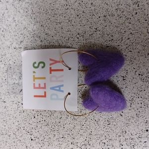 WOMENS HANDSPUN HEART SHAPED FELT EARRINGS